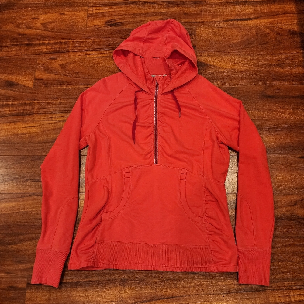 Athleta Women’s Half Zip Pullover Hoodie Style Size XL, Poppy Red